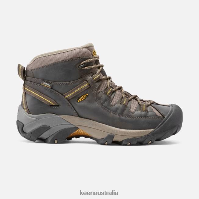 H68B250 Black Olive-Yellow Keen TARGHEE II WATERPROOF MID HIKING BOOTS