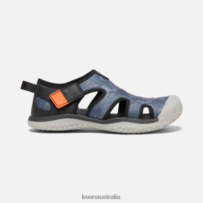 H68B595 Black-Safety Orange Keen Big ' Stingray Sandal