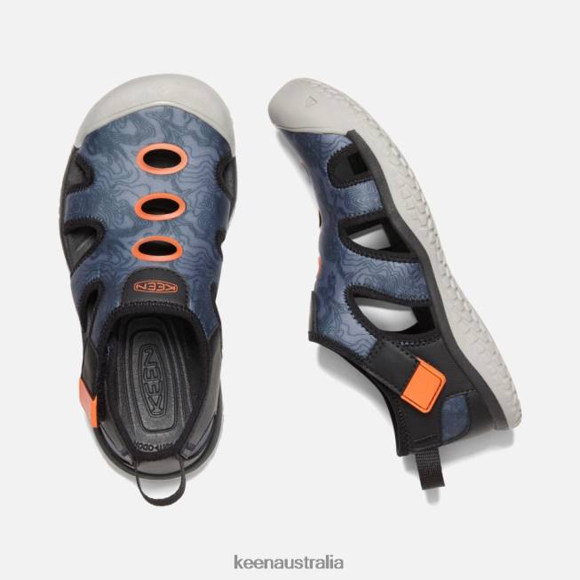 H68B595 Black-Safety Orange Keen Big ' Stingray Sandal
