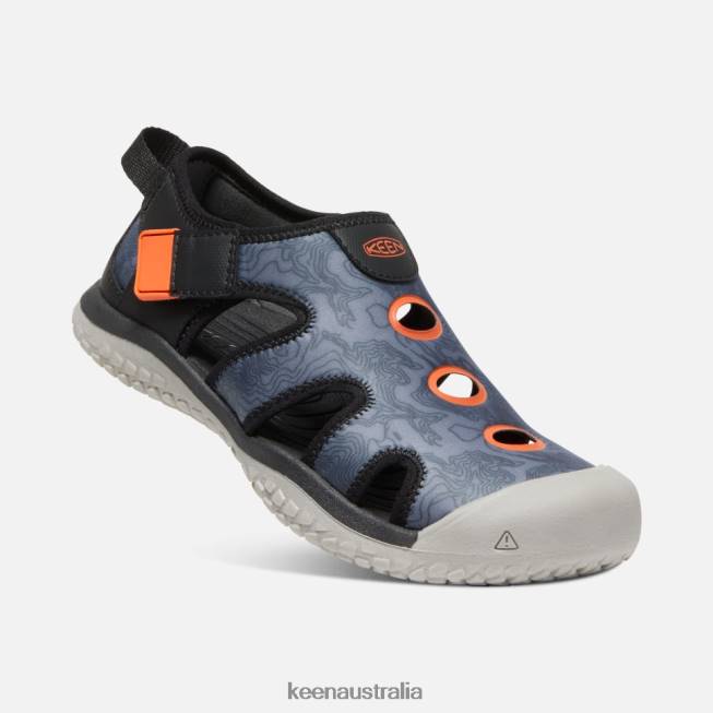 H68B595 Black-Safety Orange Keen Big ' Stingray Sandal