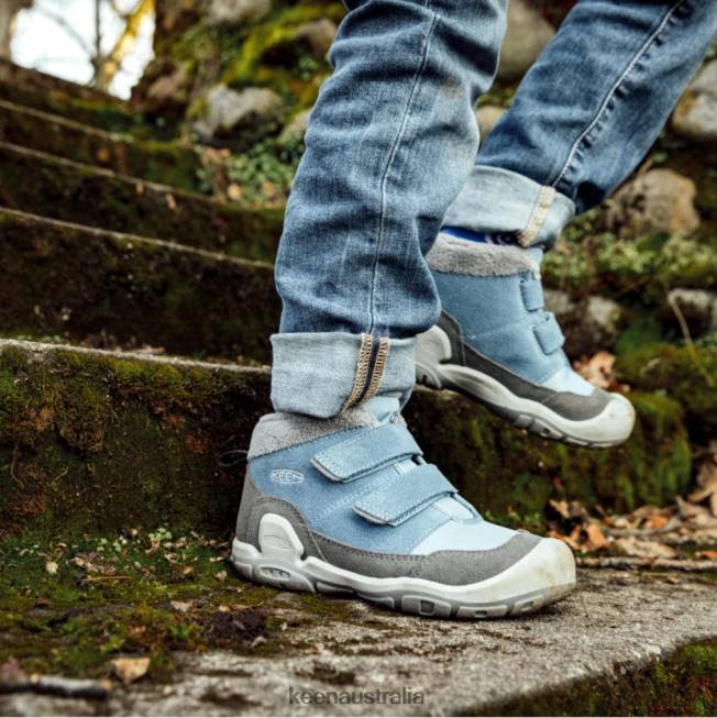 H68B539 Magnet-Blue Shadow Keen Little ' Knotch Double Strap Chukka