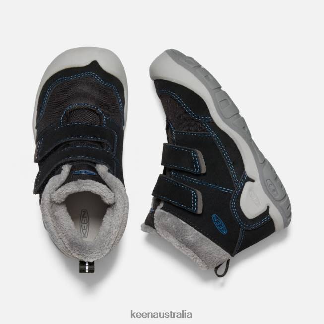 H68B557 Black-Mykonos Blue Keen Little ' Knotch Double Strap Chukka