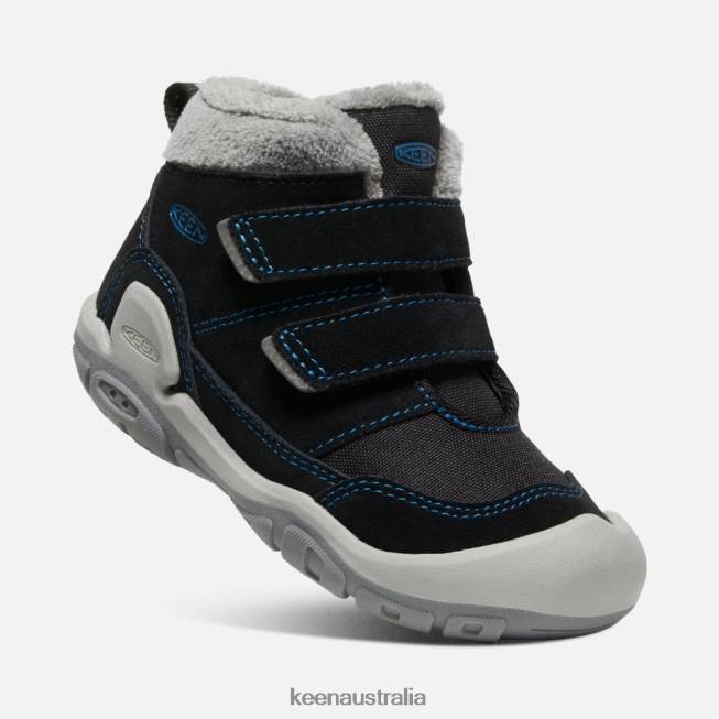 H68B557 Black-Mykonos Blue Keen Little ' Knotch Double Strap Chukka