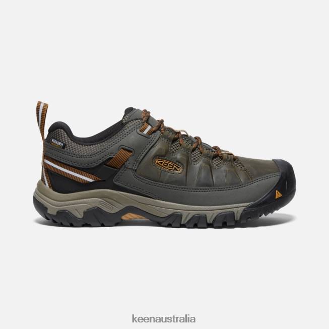 H68B258 Black Olive-Golden Brown Keen Targhee III Waterproof Hiking Shoes