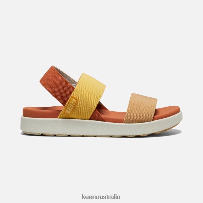 H68B379 Fossil Orange-Silver Birch Keen Elle Backstrap Sandal