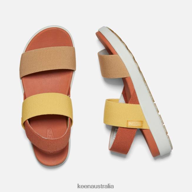 H68B379 Fossil Orange-Silver Birch Keen Elle Backstrap Sandal