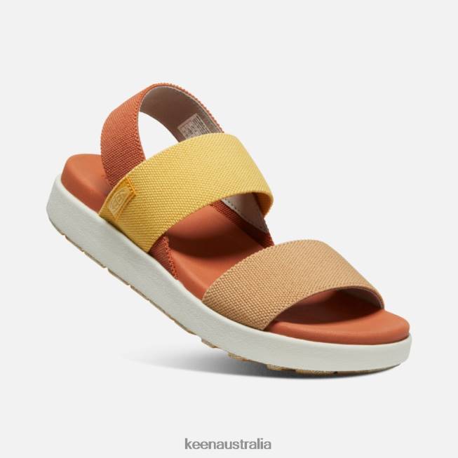 H68B379 Fossil Orange-Silver Birch Keen Elle Backstrap Sandal