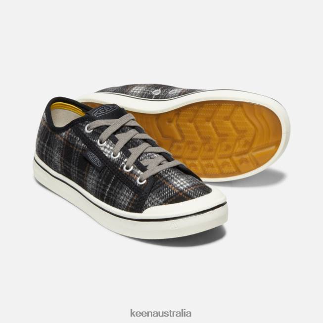 H68B335 Black Plaid-Steel Grey Keen Elsa V Sneaker